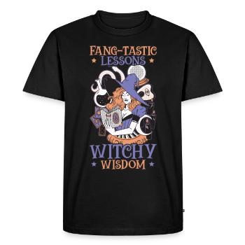 Leçons accrocheuses de sagesse de sorcière Halloween - T-shirt Premium bio Homme - noir - Devant - Nico (187cm)