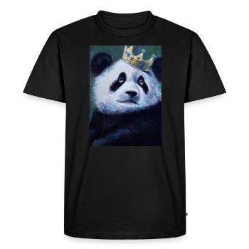 Panda with Crown Oil Painting - Men's Premium Organic T-Shirt - black - Front - Nico (187cm)