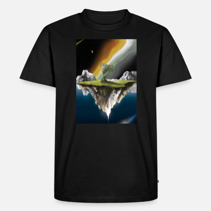 Flying Island Outer Space - Männer Premium Bio T-Shirt - Schwarz