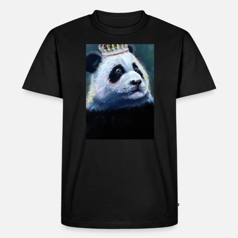 Panda mit Krone Ölgemälde - Männer Premium Bio T-Shirt - Schwarz