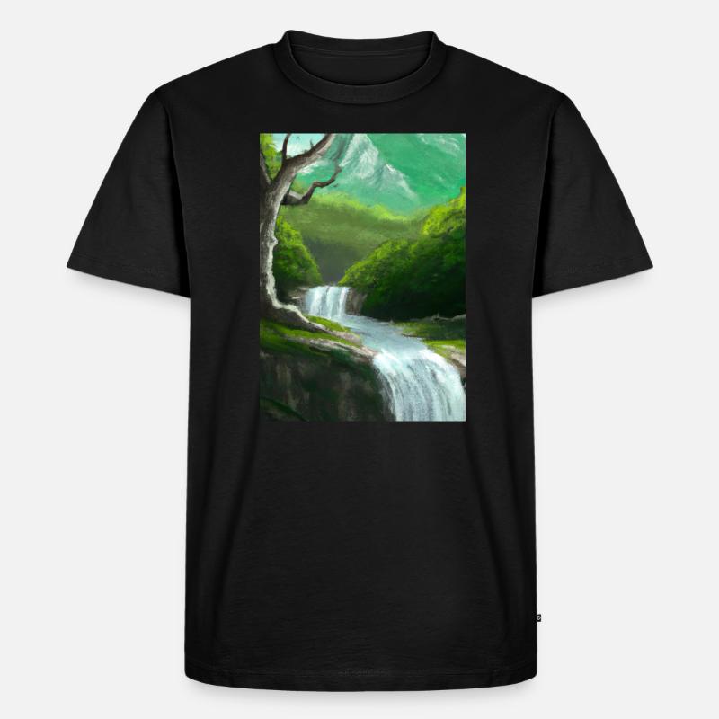 Forest River Wasserfall - Männer Premium Bio T-Shirt - Schwarz