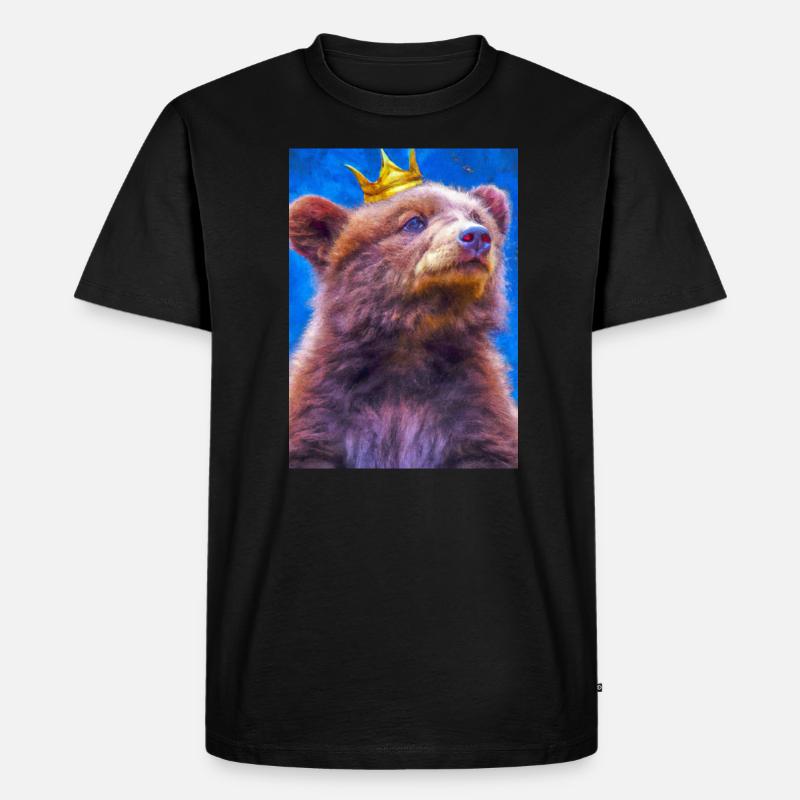 Bär mit Krone - Männer Premium Bio T-Shirt - Schwarz
