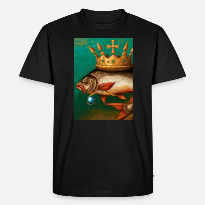 Fisch mit Krone - Männer Premium Bio T-Shirt - Schwarz