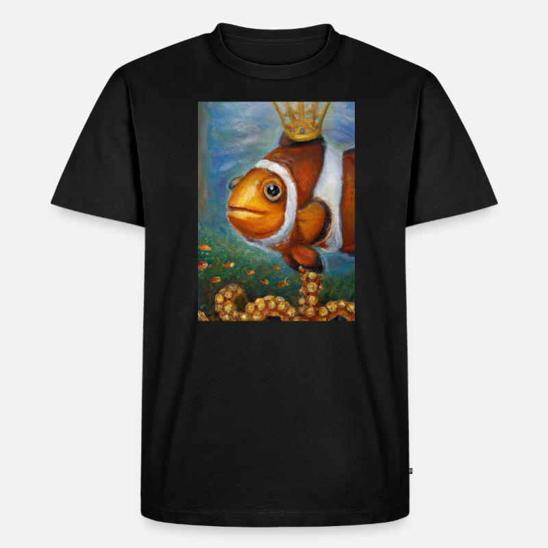 Clownfisch mit einer Krone - Männer Premium Bio T-Shirt - Schwarz