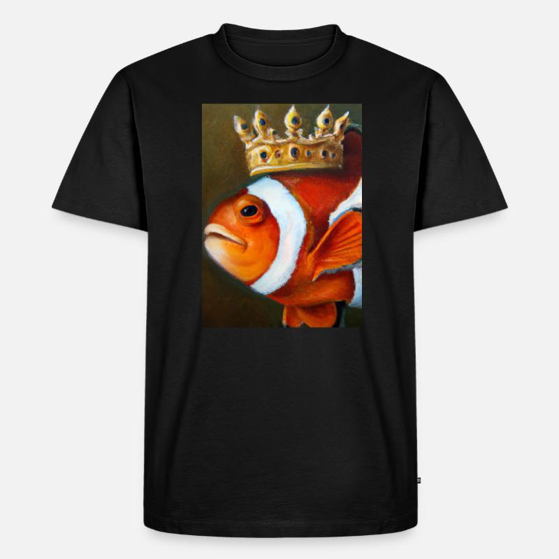 Clownfisch mit einer Krone - Männer Premium Bio T-Shirt - Schwarz
