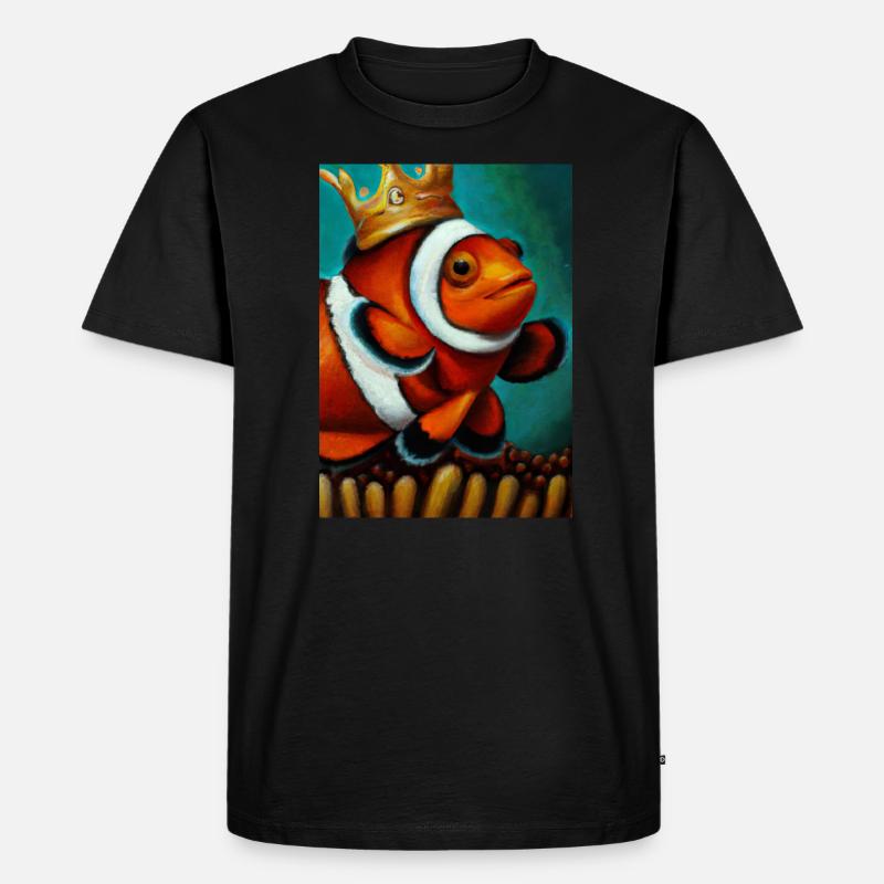 Clownfisch mit einer Krone - Männer Premium Bio T-Shirt - Schwarz