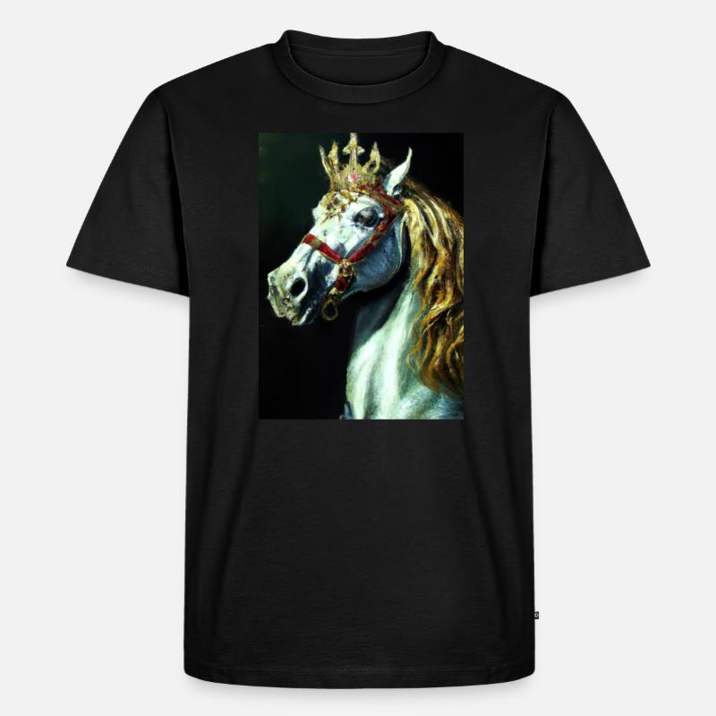 Pferd mit Krone - Männer Premium Bio T-Shirt - Schwarz