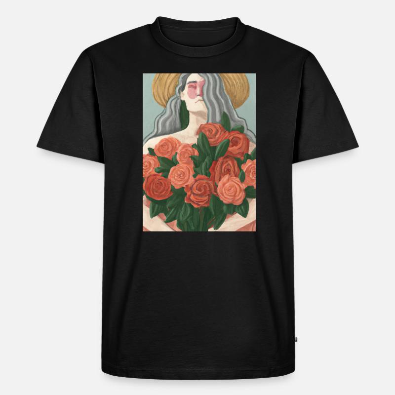 Frauen mit Blumen - Männer Premium Bio T-Shirt - Schwarz