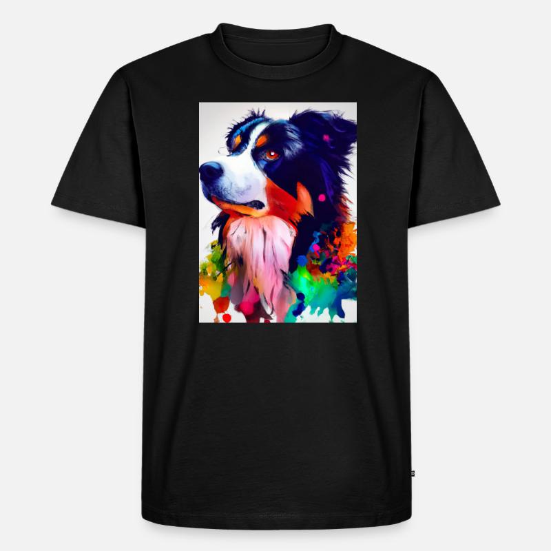 Bunter Border Collie - Männer Premium Bio T-Shirt - Schwarz