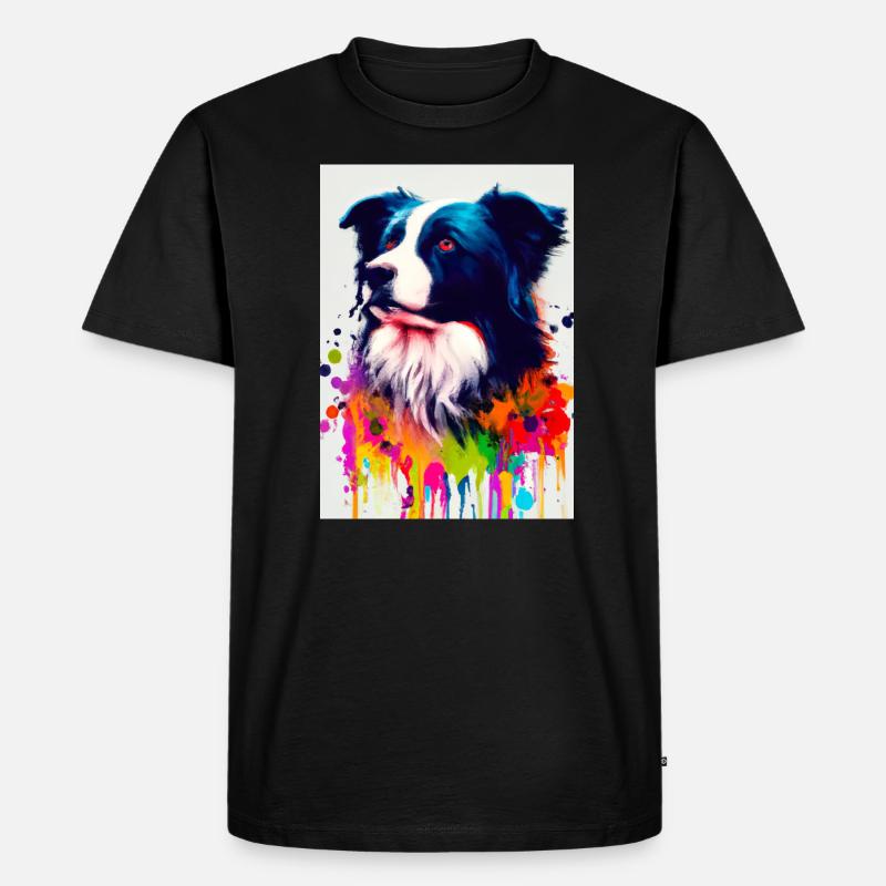 Bunter Border Collie - Männer Premium Bio T-Shirt - Schwarz