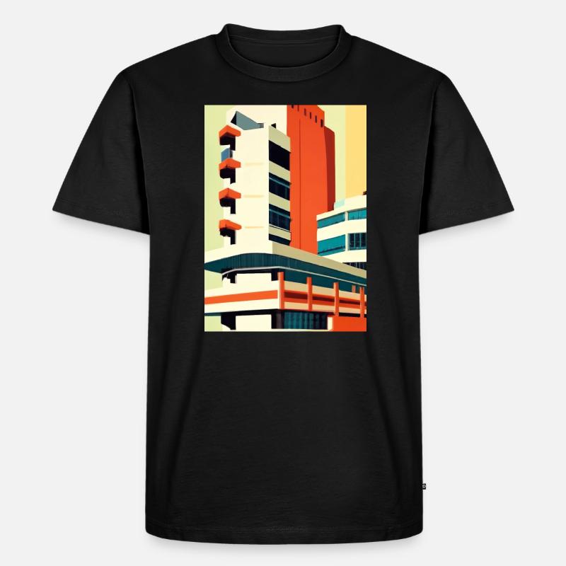 Minimalistisches Stadthaus - Männer Premium Bio T-Shirt - Schwarz