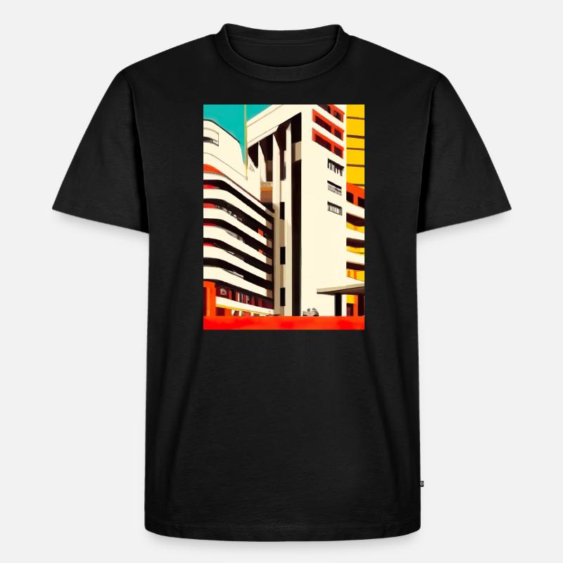 Minimalistisches Stadthaus - Männer Premium Bio T-Shirt - Schwarz