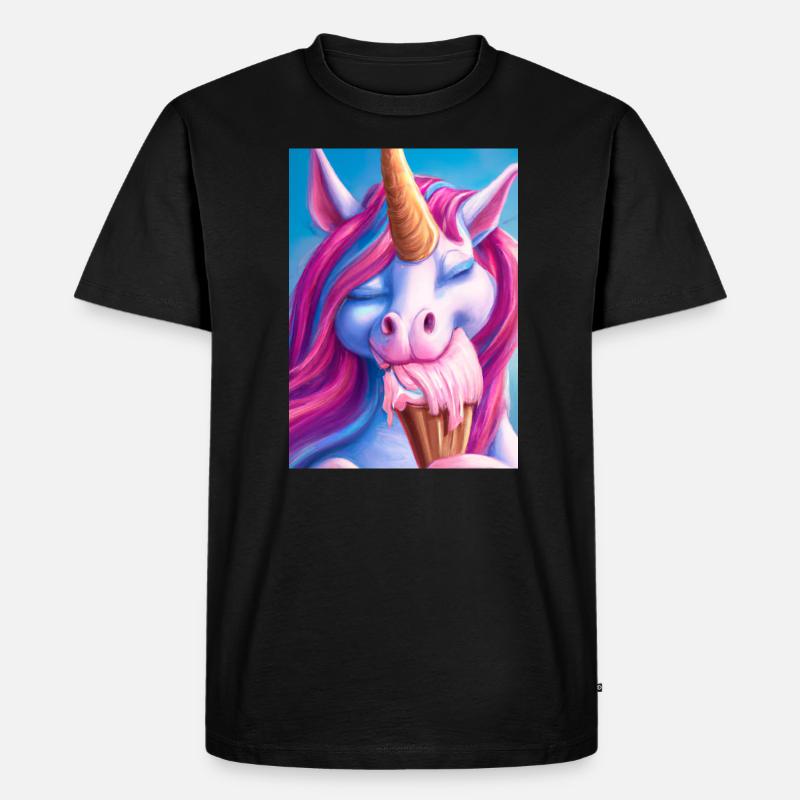 Eiscreme Einhorn - Männer Premium Bio T-Shirt - Schwarz