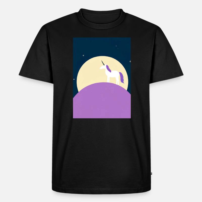 Mond Einhorn Minimal - Männer Premium Bio T-Shirt - Schwarz