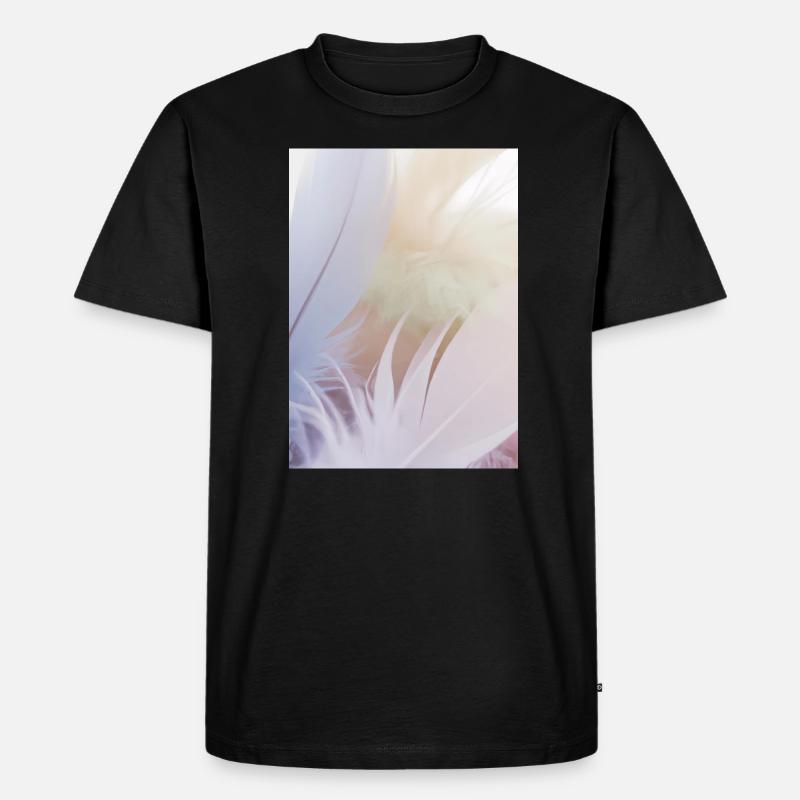 Pastellfarbene Federn - Männer Premium Bio T-Shirt - Schwarz