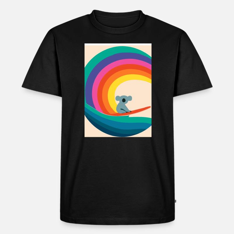 Surfender Regenbogen-Koala - Männer Premium Bio T-Shirt - Schwarz