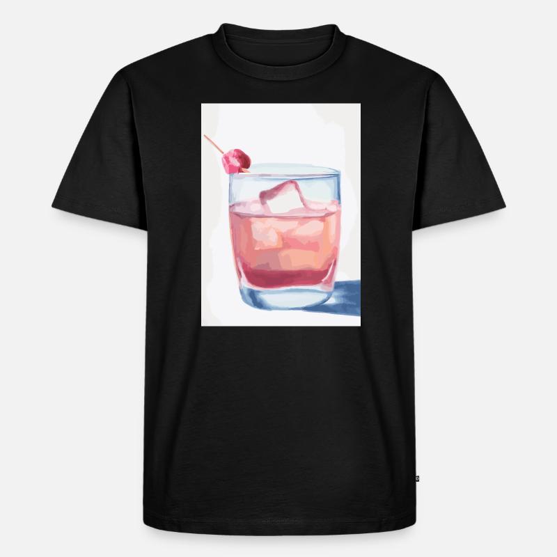 Cocktail mit Kirsche - Männer Premium Bio T-Shirt - Schwarz