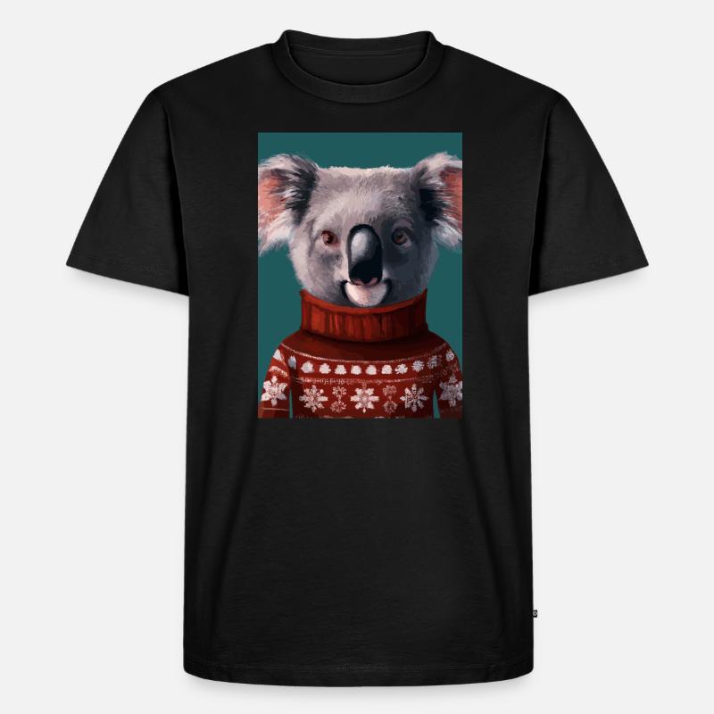 Koala im Weihnachtspullover - Männer Premium Bio T-Shirt - Schwarz