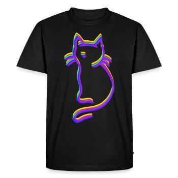 Chat arc-en-ciel LGBT - T-shirt Premium bio Homme - noir - Devant - Nico (187cm)