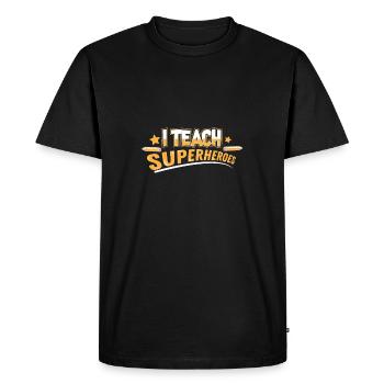 Teacher Teacher's Day Superheroes Teacher's Gift - Men's Premium Organic T-Shirt - black - Front - Nico (187cm)