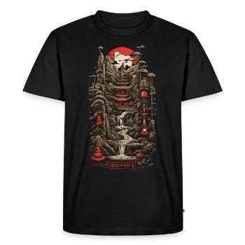 Retro Japan Ukiyo-E Era Landscape Retro Design - Men's Premium Organic T-Shirt - black - Front - Nico (187cm)