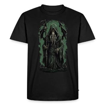 Magier Cthulhu Halloween Horror aus der Tiefe - Männer Premium Bio T-Shirt - Schwarz - Vorne - Nico (187cm)
