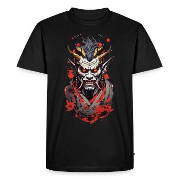 Japanese Oni Demon Retro Manga Design Style - Men's Premium Organic T-Shirt - black - Front - Nico (187cm)