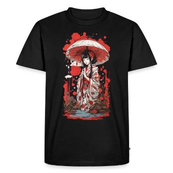 Japanese Ukiyo-E Aesthetic Retro Design Style - Men's Premium Organic T-Shirt - black - Front - Nico (187cm)