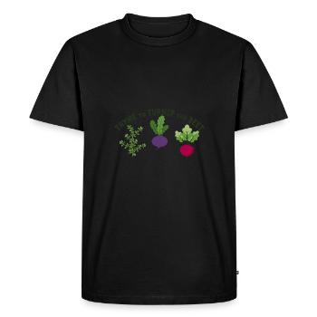 Thyme To Turnip The Beet Funny Vegetable Motif - Men's Premium Organic T-Shirt - black - Front - Nico (187cm)