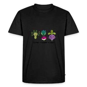 Thyme To Turnip The Beet Funny Vegetable Motif - Men's Premium Organic T-Shirt - black - Front - Nico (187cm)