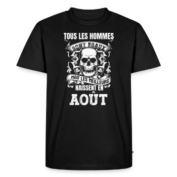 les meilleurs naissent en août - T-shirt Premium bio Homme - noir - Devant - Nico (187cm)