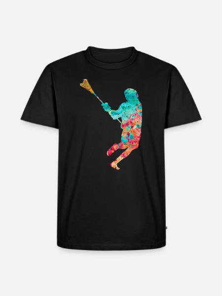 Lacrosse Spieler PopArt - Männer Premium Bio T-Shirt - Schwarz