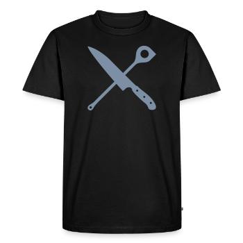 Couteau et une cuillère de bois - T-shirt Premium bio Homme - noir - Devant - Nico (187cm)
