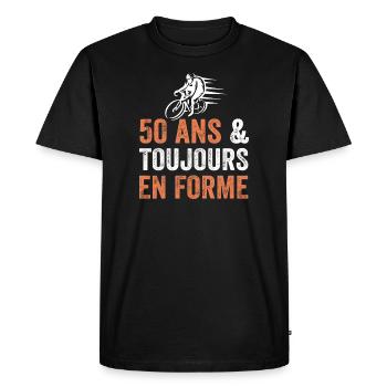 Cadeau anniversaire 50 ans Vélo - T-shirt Premium bio Homme - noir - Devant - Nico (187cm)