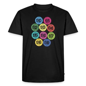 Vignettes automobiles années 90 - T-shirt Premium bio Homme - noir - Devant - Nico (187cm)