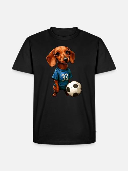 Football Dachshund blue - Men's Premium Organic T-Shirt - black