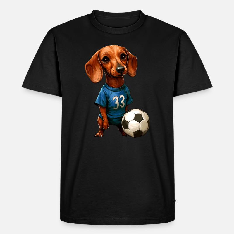 Fussball Dackel blau - Männer Premium Bio T-Shirt - Schwarz