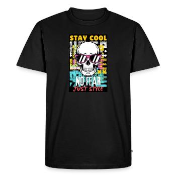 RESTEZ AU FRAIS – PAS DE PEUR, JUSTE DU STYLE - T-shirt Premium bio Homme - noir - Devant - Nico (187cm)