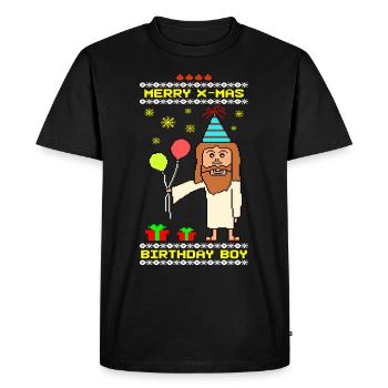Jesus Birthday Boy Ugly Xmas - T-shirt Premium bio Homme - noir - Devant - Nico (187cm)