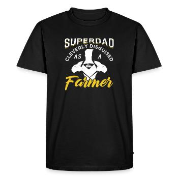 Superdad habilement déguisé en fermier - T-shirt Premium bio Homme - noir - Devant - Nico (187cm)