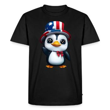 Pingouin patriotique pour le 4 juillet - T-shirt Premium bio Homme - noir - Devant - Nico (187cm)