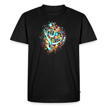 Clé de partition musique Coeur Notes de musique Basses Notes - T-shirt Premium bio Homme - noir - Devant - Nico (187cm)