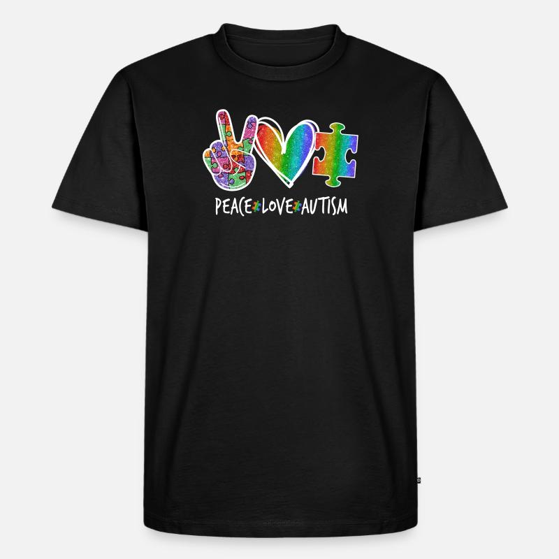 Friedensliebe Autismus - Männer Premium Bio T-Shirt - Schwarz