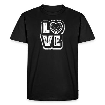 GOLF LOVE GOLF BALL HEART LOVE SPORTS SAYING MOTIF - Men's Premium Organic T-Shirt - black - Front - Nico (187cm)