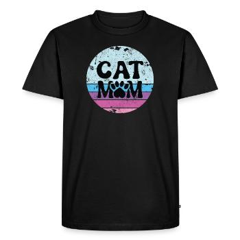 MAMAN MAMAN MAMAN CHATS PUSSY MEOW SHIRT DISANT MOTIF - T-shirt Premium bio Homme - noir - Devant - Nico (187cm)
