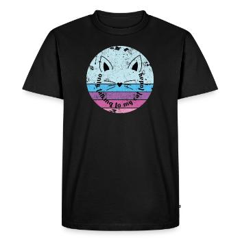 NE PARLEZ QU’AVEC MON CHAT DRÔLE DE BLAGUE DISANT MOTIF - T-shirt Premium bio Homme - noir - Devant - Nico (187cm)