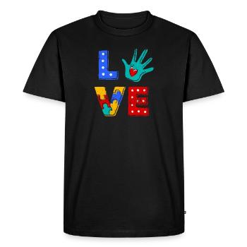 AUTISME ENFANT ASPERGER AUTIST LOVE DICTONS MOTIFS - T-shirt Premium bio Homme - noir - Devant - Nico (187cm)