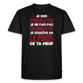 cadeau phrase drôle powerlifting mec solide - T-shirt Premium bio Homme - noir - Devant - Nico (187cm)