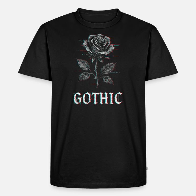 Gothic Rose mit Glitch Effekt - Männer Premium Bio T-Shirt - Schwarz