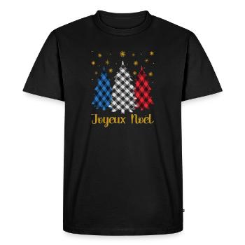 Joyeux Noël drapeau français couleur joyeux sapin de Noël - T-shirt Premium bio Homme - noir - Devant - Nico (187cm)